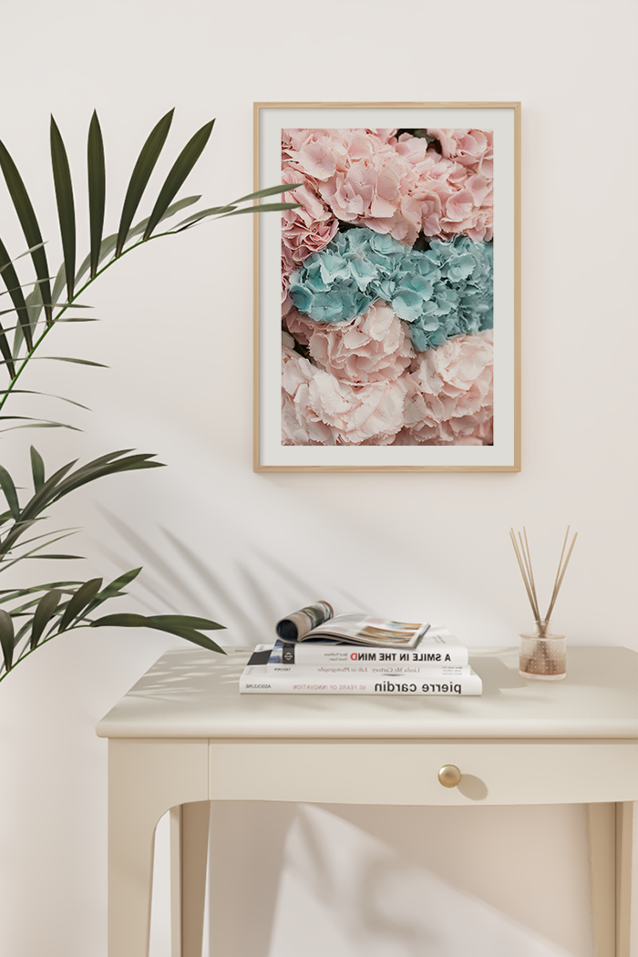 Pink Cyan Flower Poster