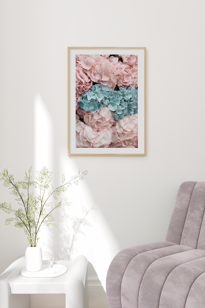 Pink Cyan Flower Poster