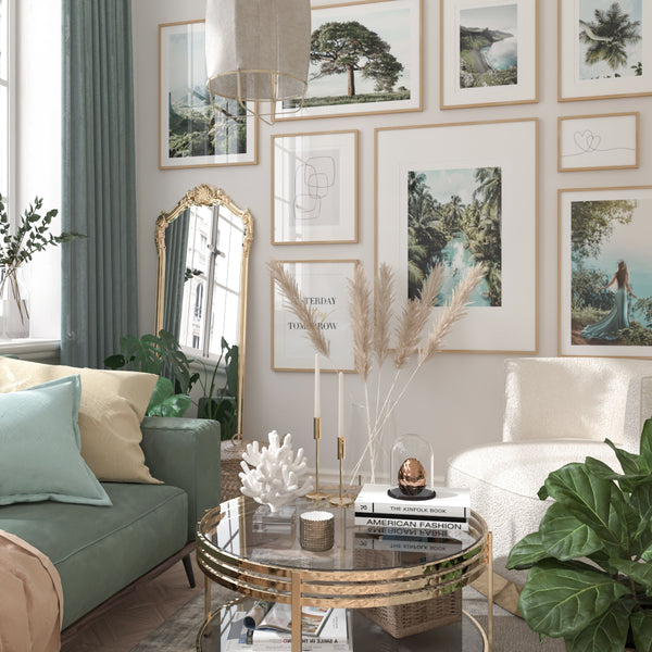 Sage Green Nature Posters Minimalist Line Art for Living Room Decor Inspiration