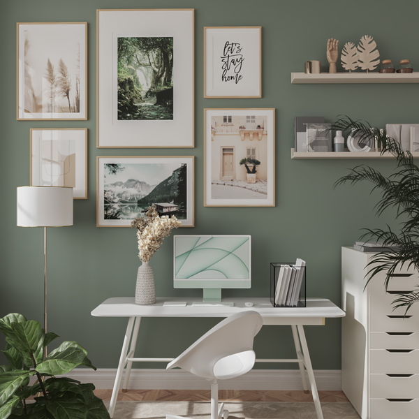 Home Office Decor Idea Sage Green Nature Wall Art Boho Posters Gallery Wall Inspo