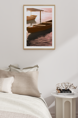 Wooden Boat on Lake Poster
