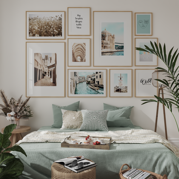 Bedroom Decor Inspirations Boho Pictures Cyan Posters Beige Neutral Nature Prints