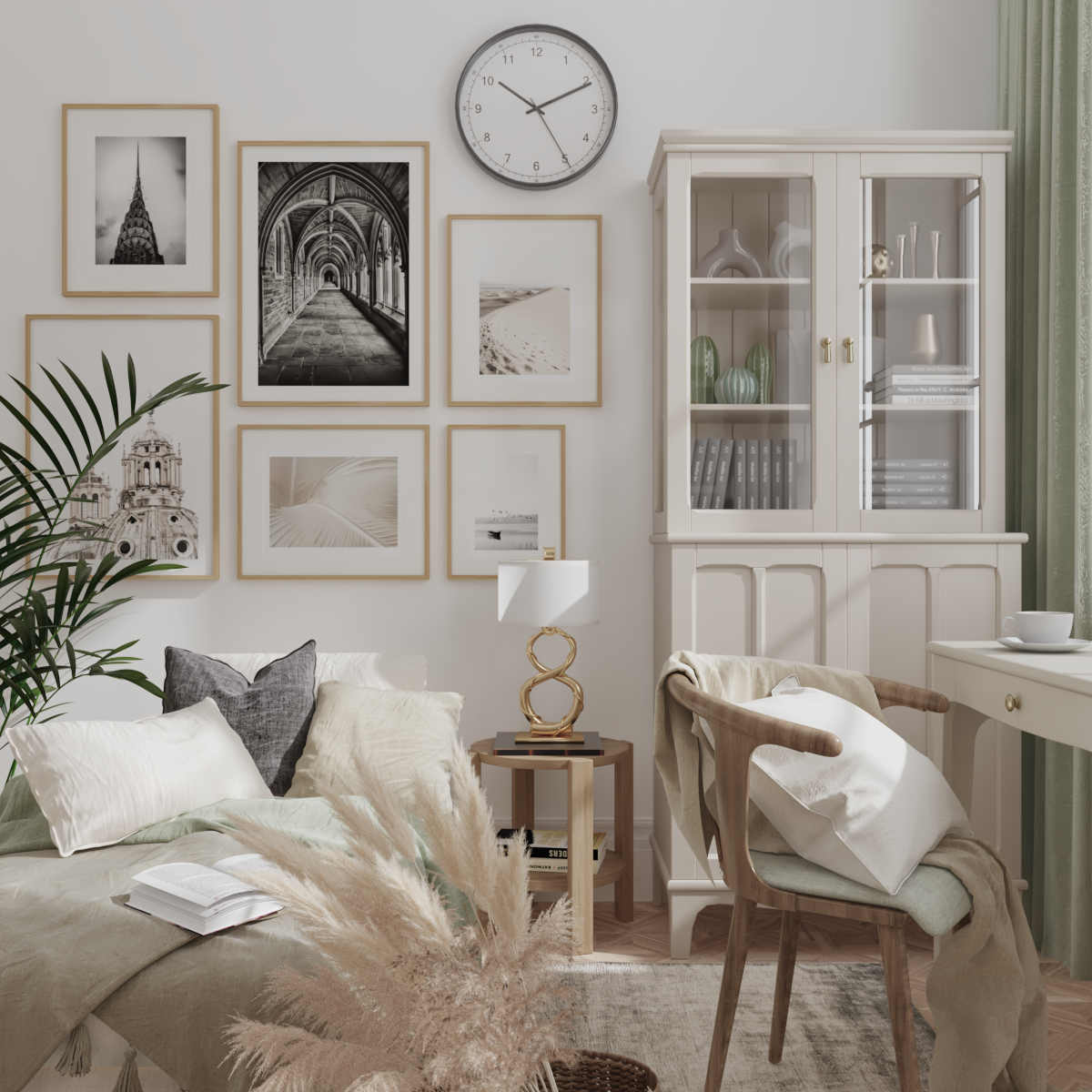 Beige Modern Home Office Guides Boho Gallery Wall Ideas Black and White Posters