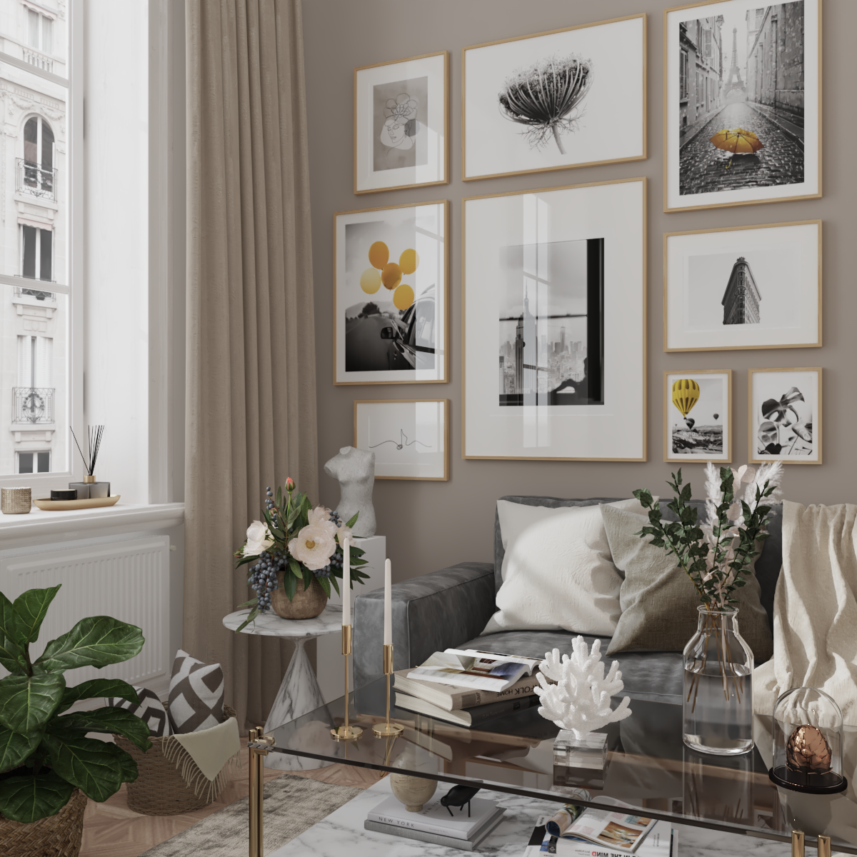 Modern Living Room Picture Wall Posters Minimalism Art Print Monochrome Posters