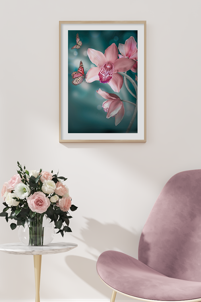 Butterfly in Orchid Poster