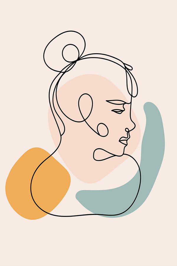 Abstract Female Line Face Art