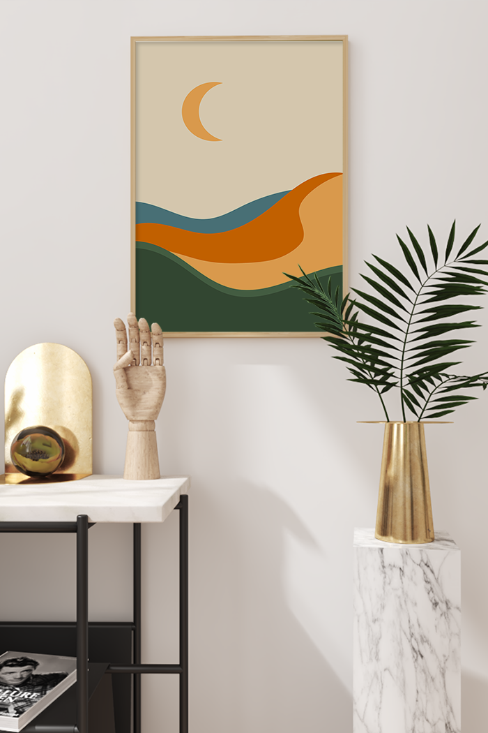 Abstract Orange Hill Poster