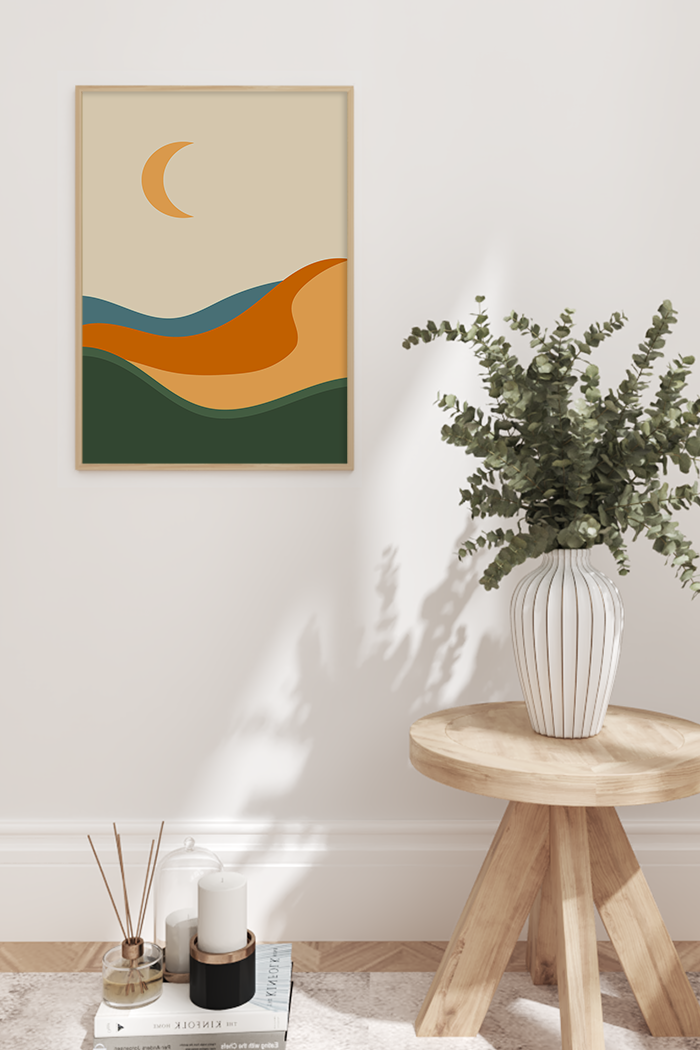 Abstract Orange Hill Poster