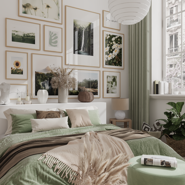 Mint Green Nature Pictures Wall Bedroom Decor Ideas Modern Boho Posters