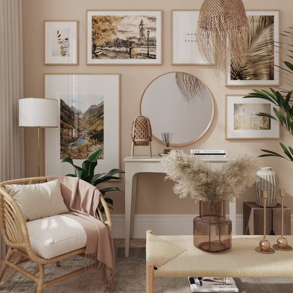 Boho Living Room Wall Decor Ideas Gold Art Prints Neutral Posters Modern Home