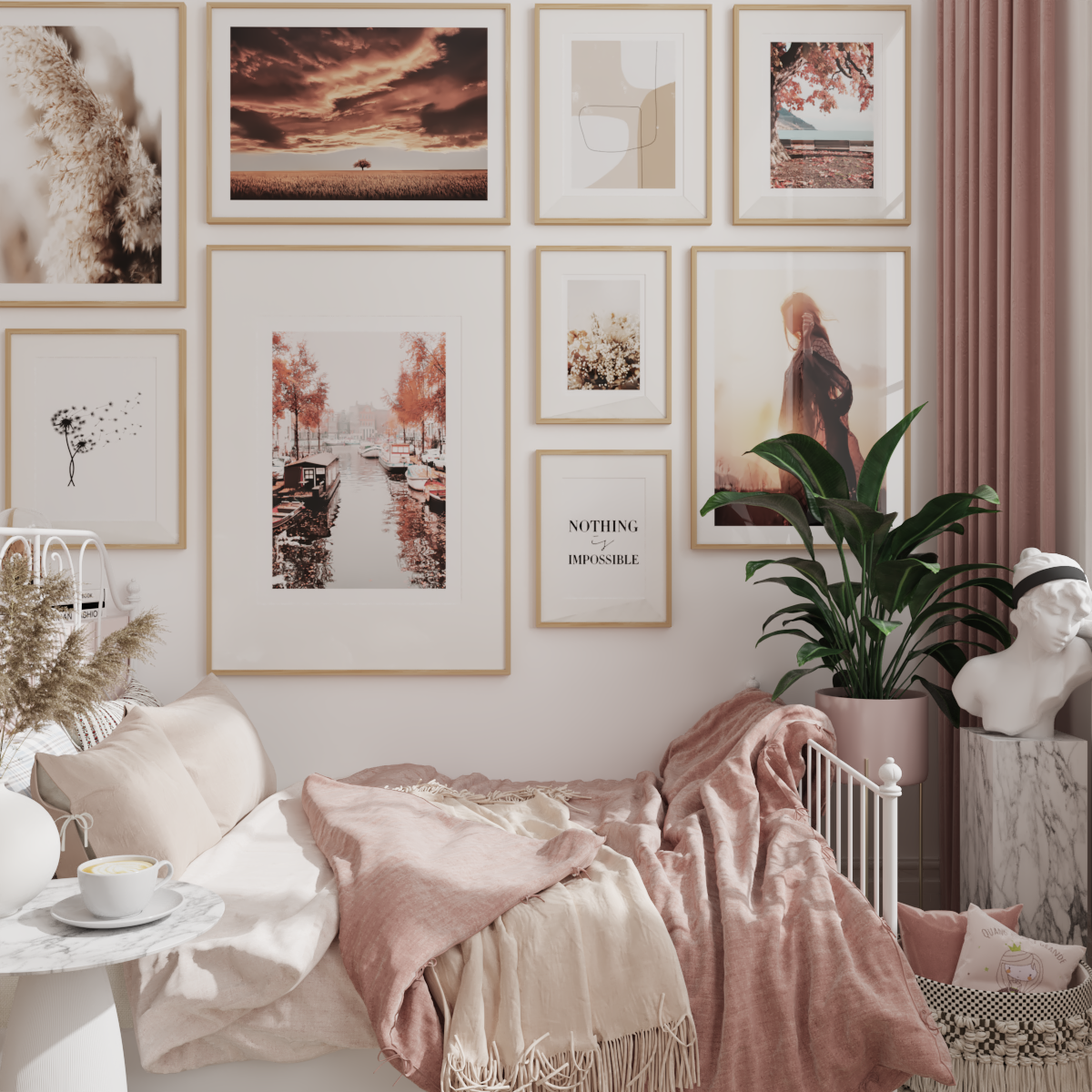 Modern Minimalist Bedroom Decor Neutral Wall Art Nature Pictures