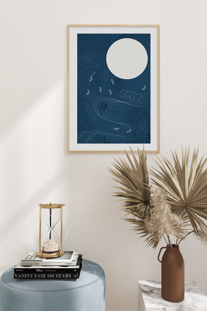 Blue Moon Illustration Poster