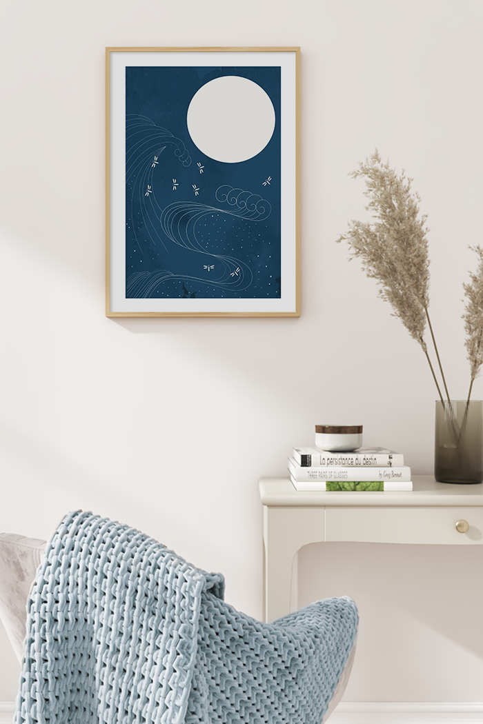 Blue Moon Illustration Poster