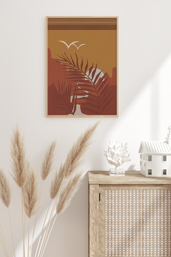 Abstract Boho Leaves Poster