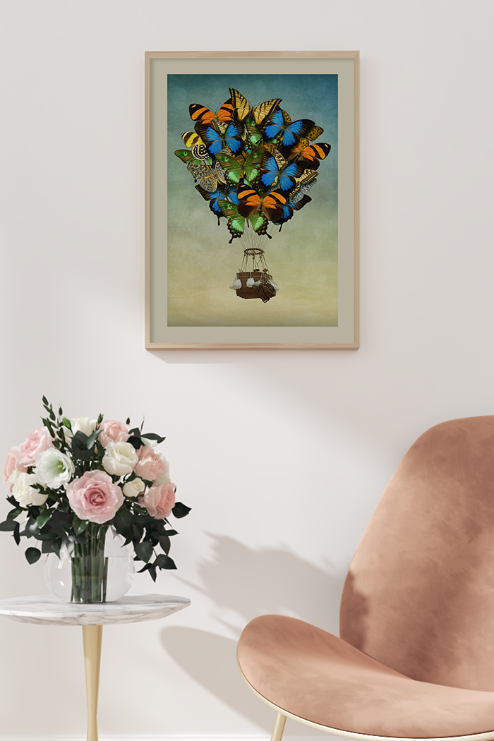 Vintage Butterfly Ballon Poster