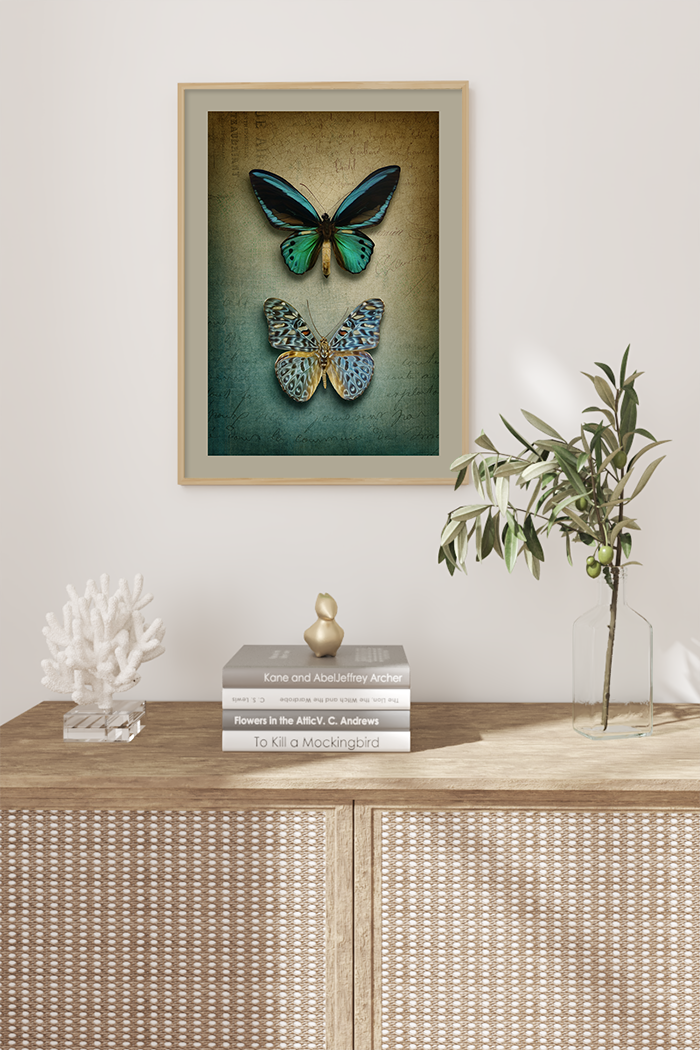 Vintage Two Butterfly Poster