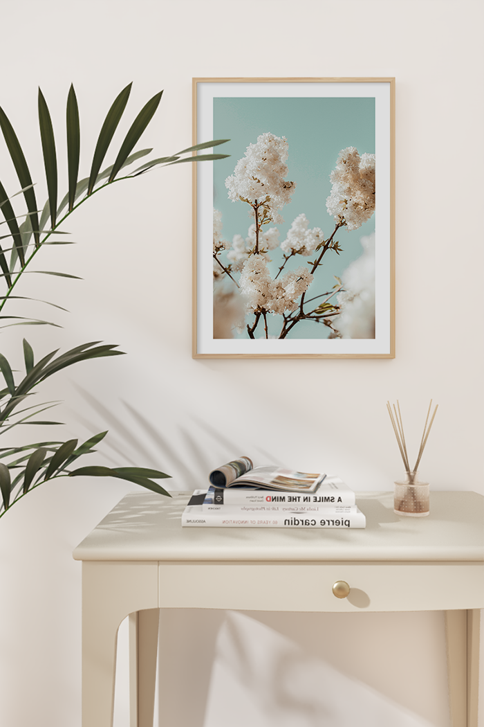 White Cherry Blossom Poster