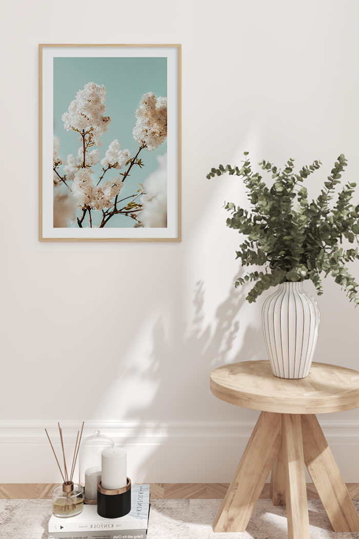 White Cherry Blossom Poster