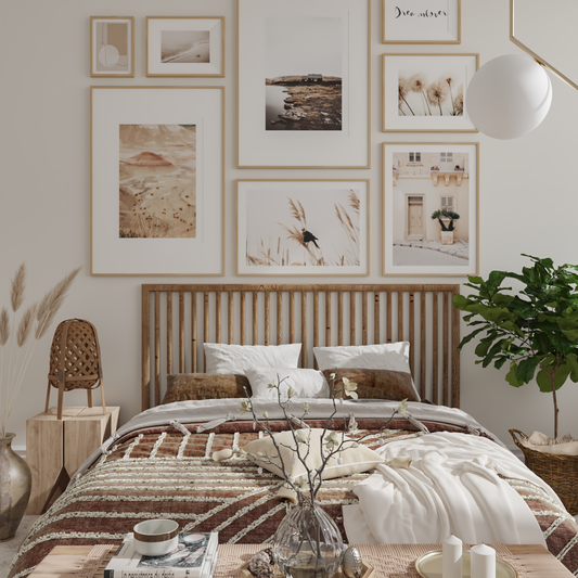 Guest Room Above the Bed Wall Art Beige Gallery Wall Boho Nature Posters