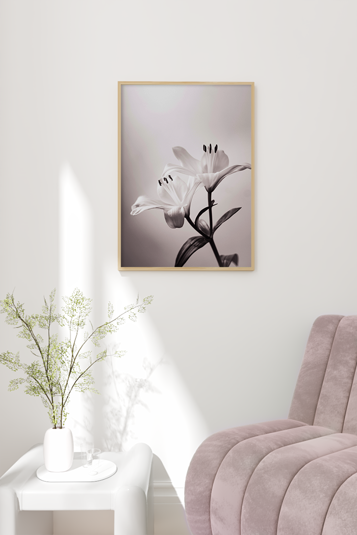 Hazy White Lily Poster