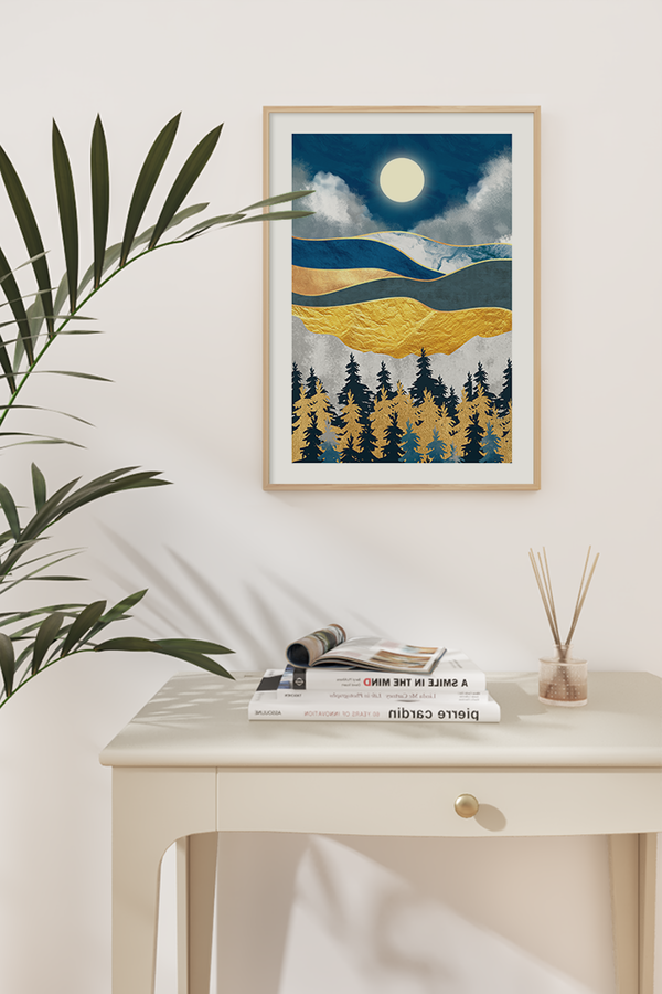 Abstract Gold Blue Forest Poster
