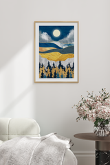 Abstract Gold Blue Forest Poster
