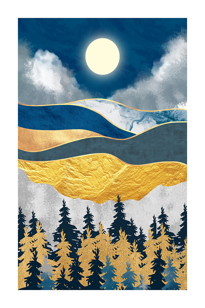 Abstract Gold Blue Forest Poster