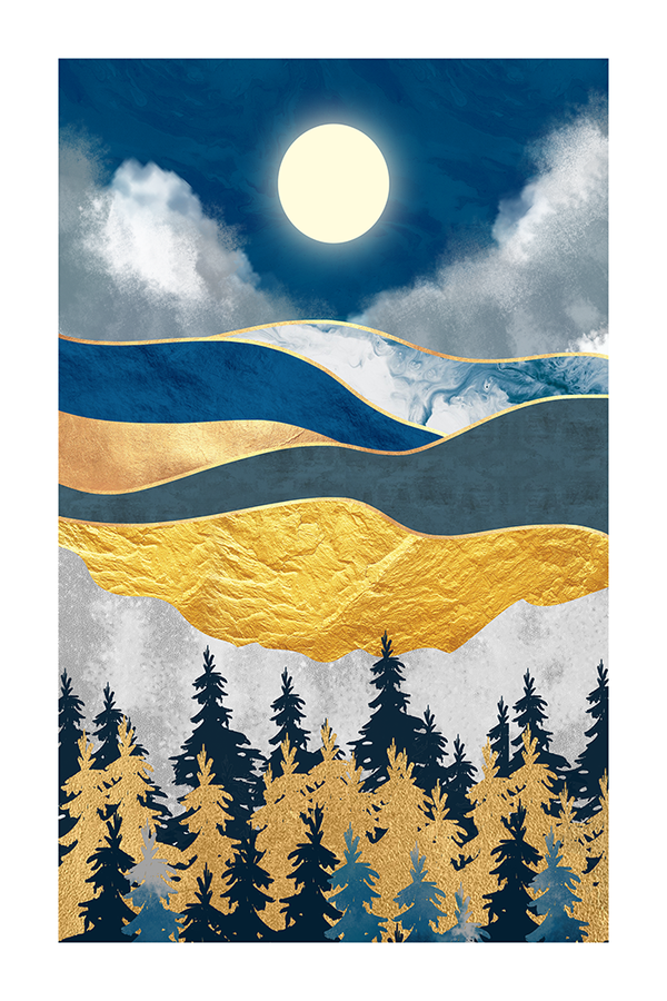 Abstract Gold Blue Forest Poster