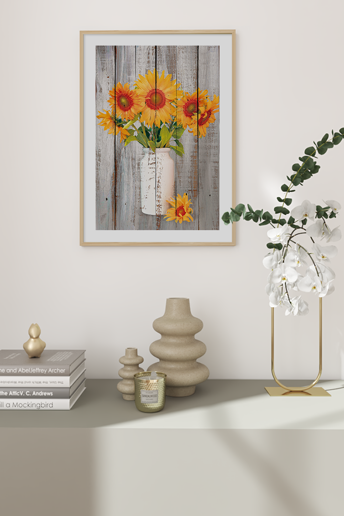 Retro Sunflower Arrangement Poster