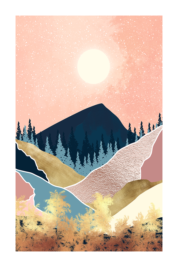 Abstract Warm Mountain Poster
