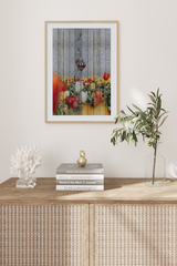 Flower Bush in Wooden Poster