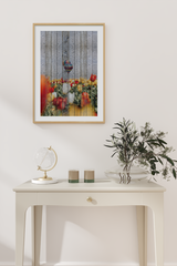 Flower Bush in Wooden Poster