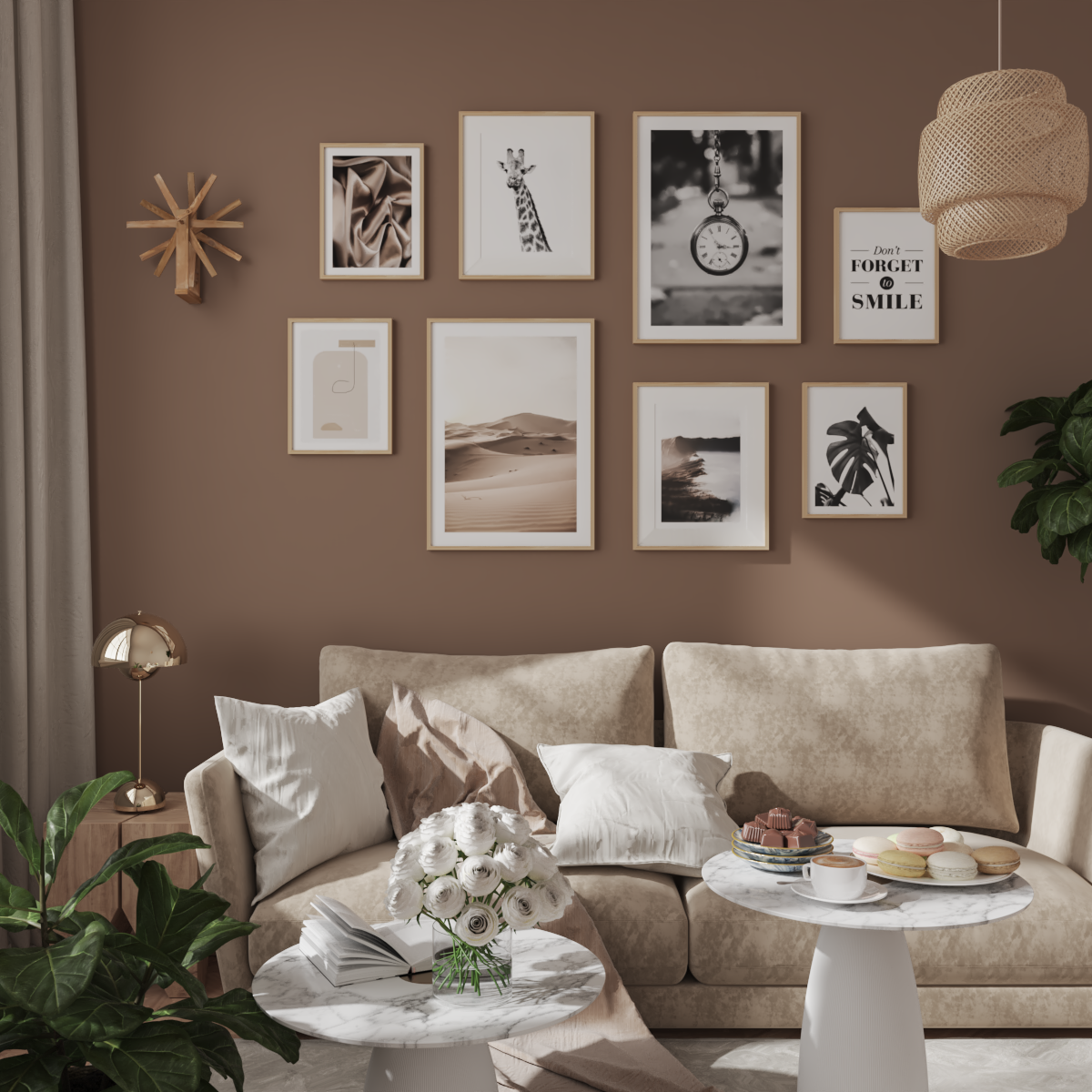 Black and White Photography Modern Brown Wall Decor Living Room Picture Frame Remodel