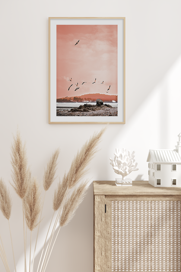 Sunset Flying Seagull Poster No.2