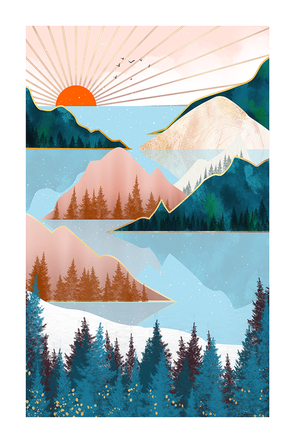 Elegant Mountain Illustration Poster