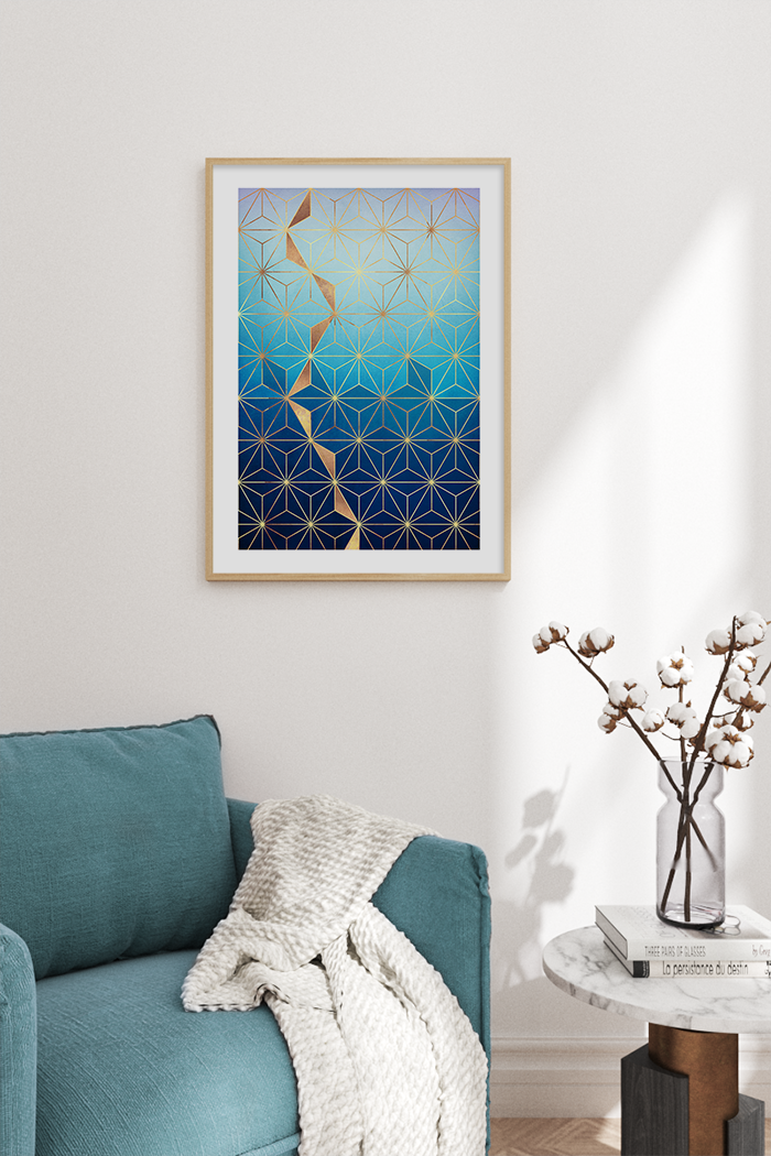 Gold Blue Matrix Poster