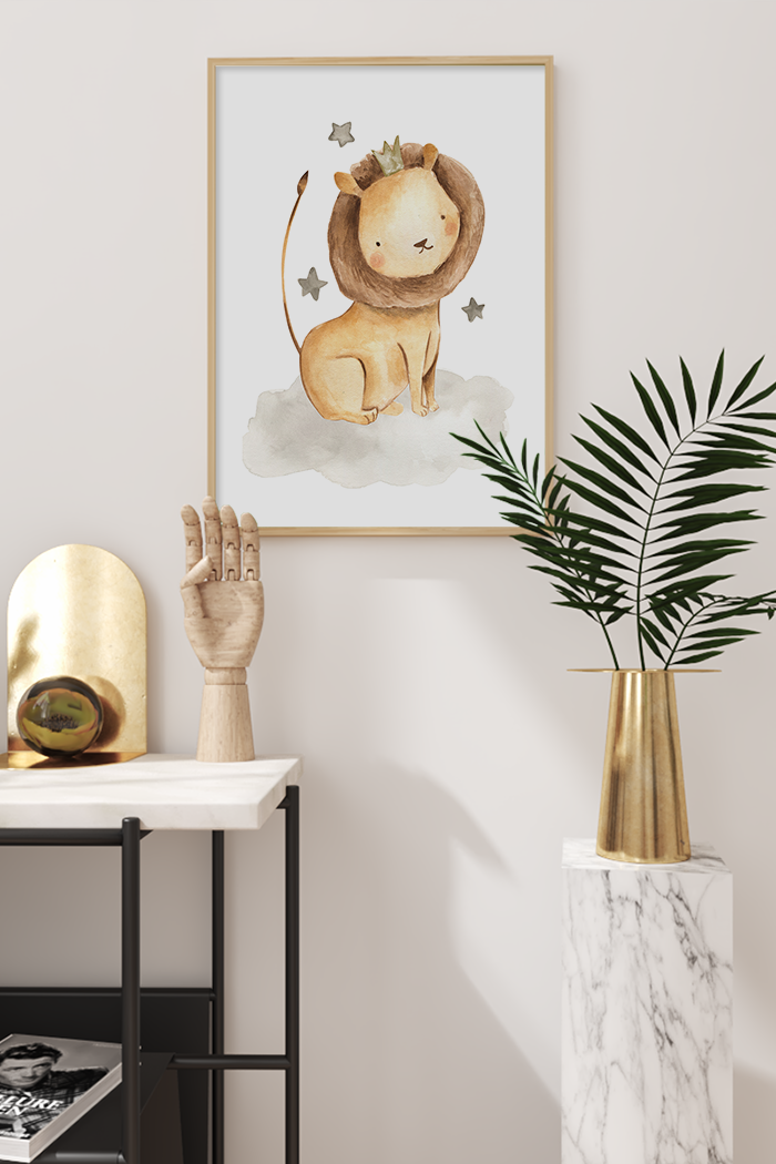 Cute Lion Illustration Poster