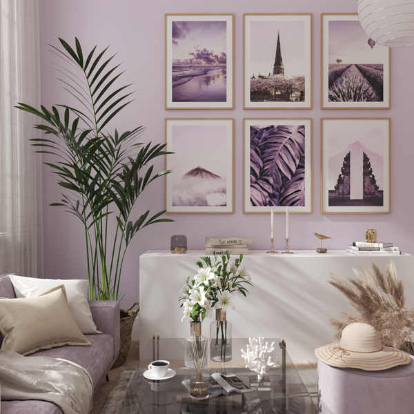 Modern Purple Living Room Girl Bedroom Decor Large Art Picture Accent Wall Ideas
