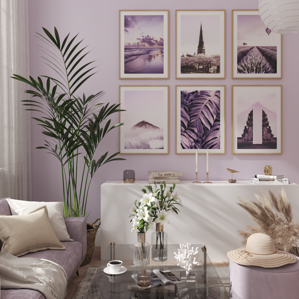 Modern Purple Living Room Girl Bedroom Decor Large Art Picture Accent Wall Ideas