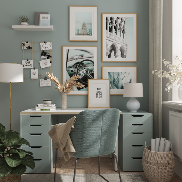 Modern Home Office Wall Picture Bedroom Decor Teal Aesthetic Room Ideas Corner Design