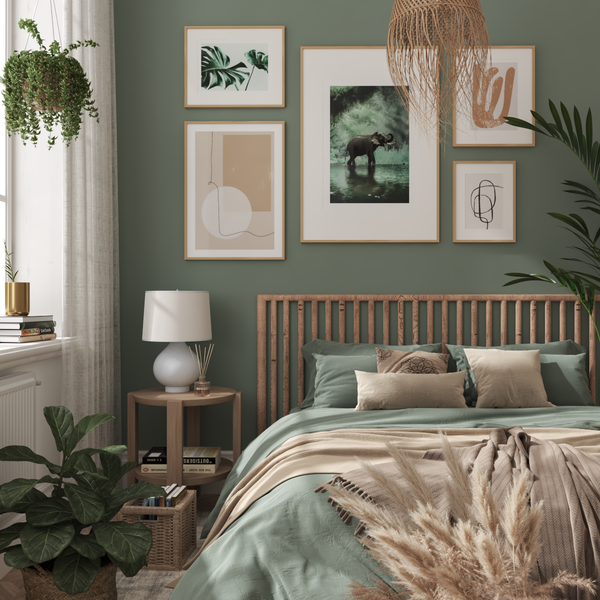 Green Room Decor Wall Art Animal Print Small Bedroom Ideas Modern Boho Neutral Room Inspiration