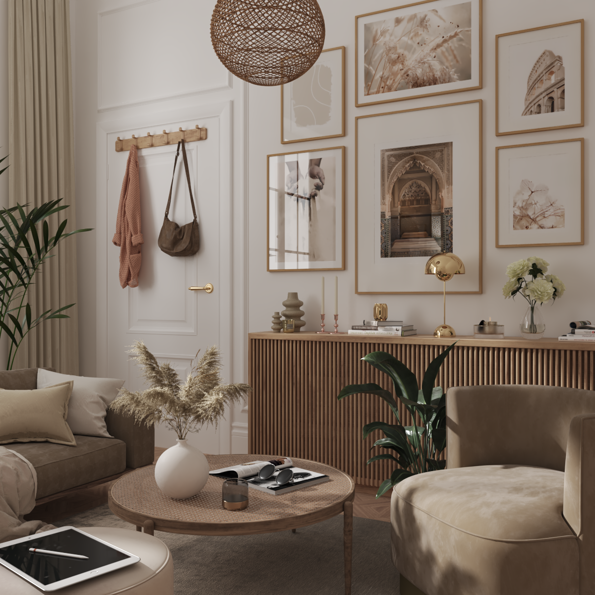Modern Boho Home Design Apartment Living Room Ideas Entryway Wall Decor Brown Art Poster