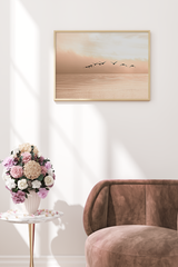 Sunset Flying Seagull Poster