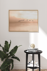 Sunset Flying Seagull Poster