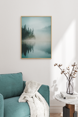 Misty Lakeside Poster