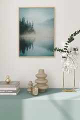 Misty Lakeside Poster