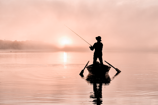 Sunset Fishermen Poster