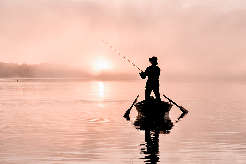 Sunset Fishermen Poster