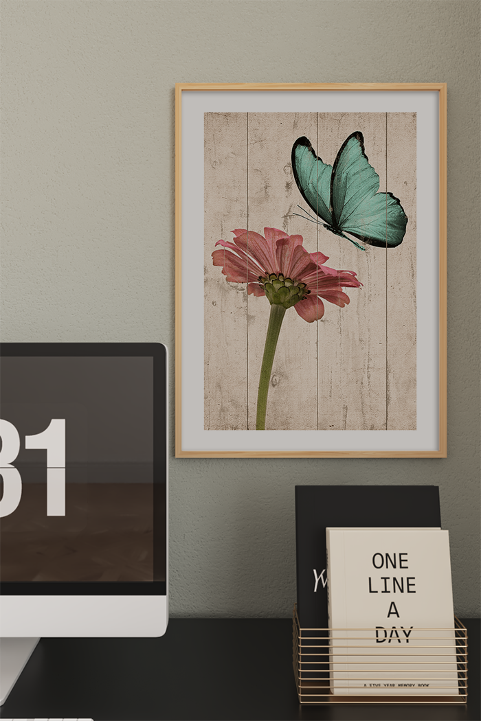 Retro Foraging Butterfly Poster