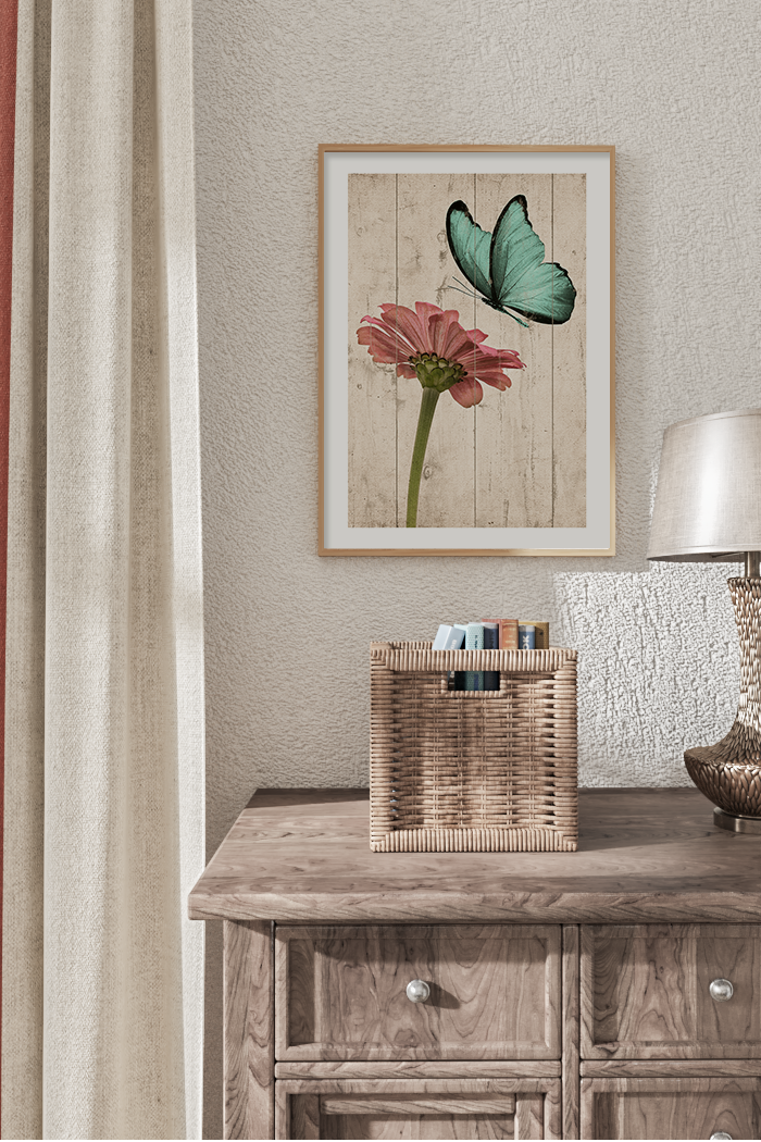 Retro Foraging Butterfly Poster